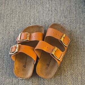 Anne Marie Brown Double-Buckle Kids Sandals